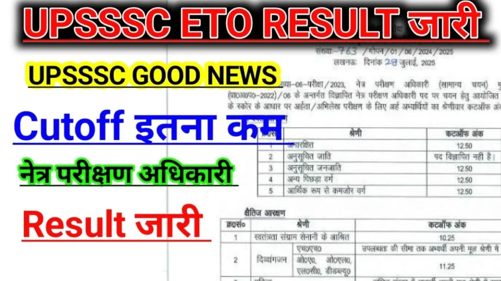 UPSSSC Eye Testing Officer Result 2025