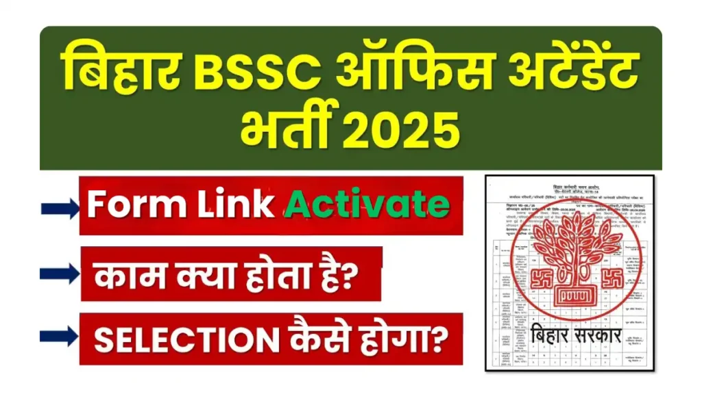 Bihar BSSC Office Attendant Recruitemnt Online Form 2025 for 3727 Post
